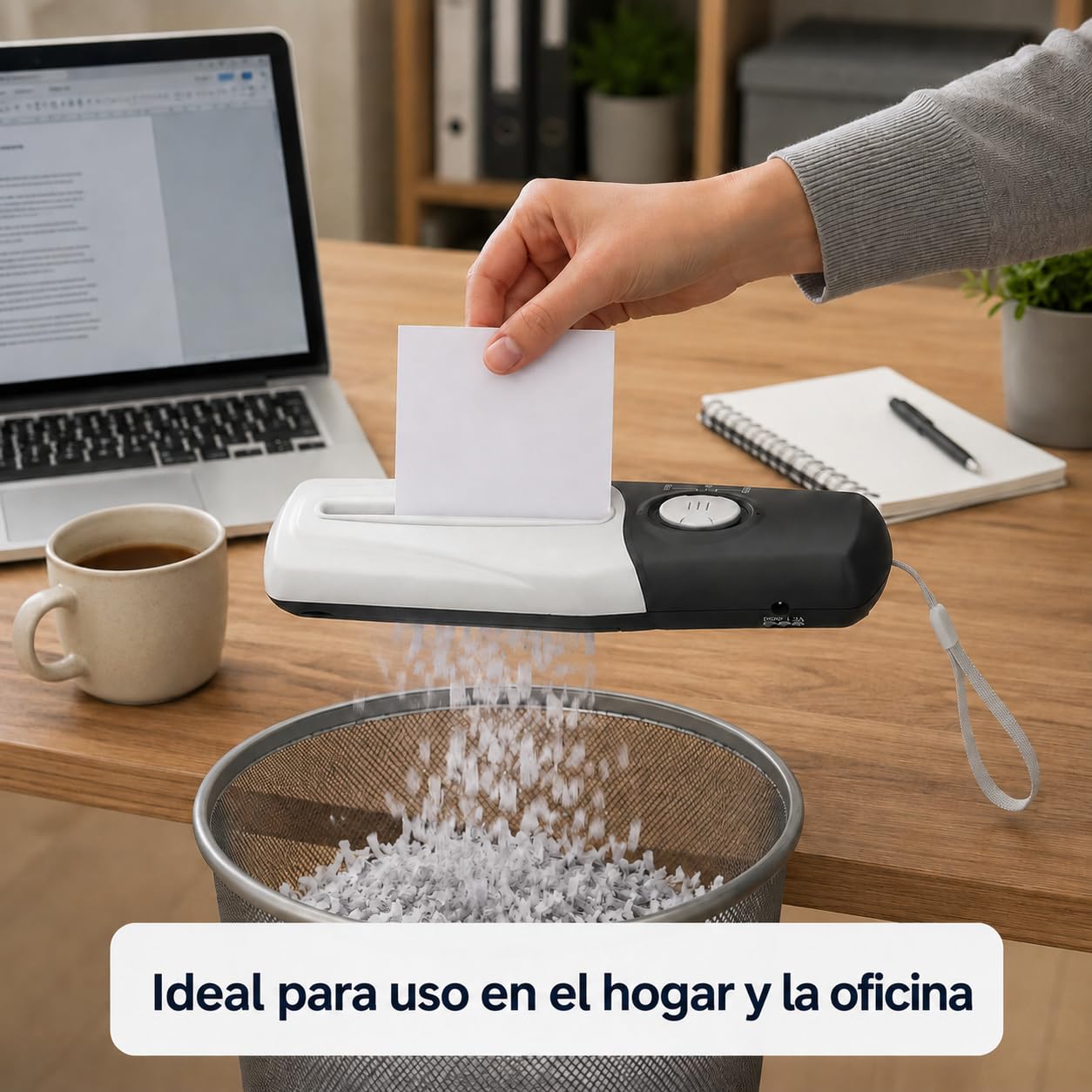 Trituradora de Papel Eléctrica Portátil Mini USB, Destructora eléctrica de Documentos y Papel para Oficina, Escuela y Casa, 4mm