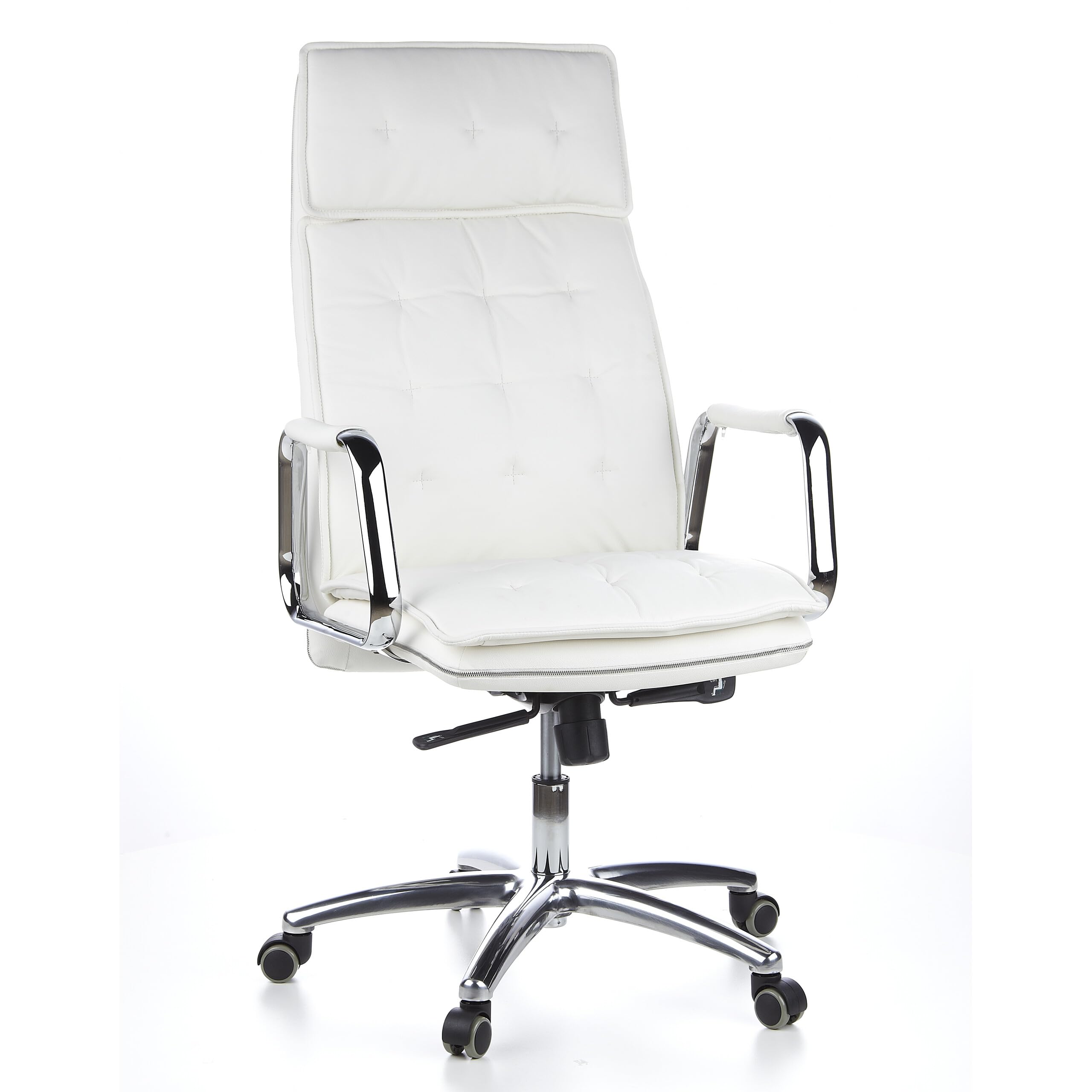 hjh OFFICE Sillón de Oficina Silla giratoria Villa 20 Cuero Alto Respaldo con apoyacabezas cómodo Crema
