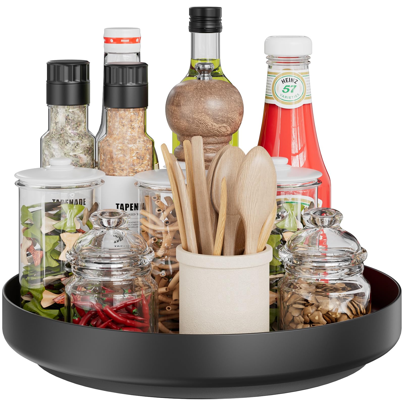 Lazy Susan Spice Rack, 360° Rotating Metal Tray Organizer 32cm
