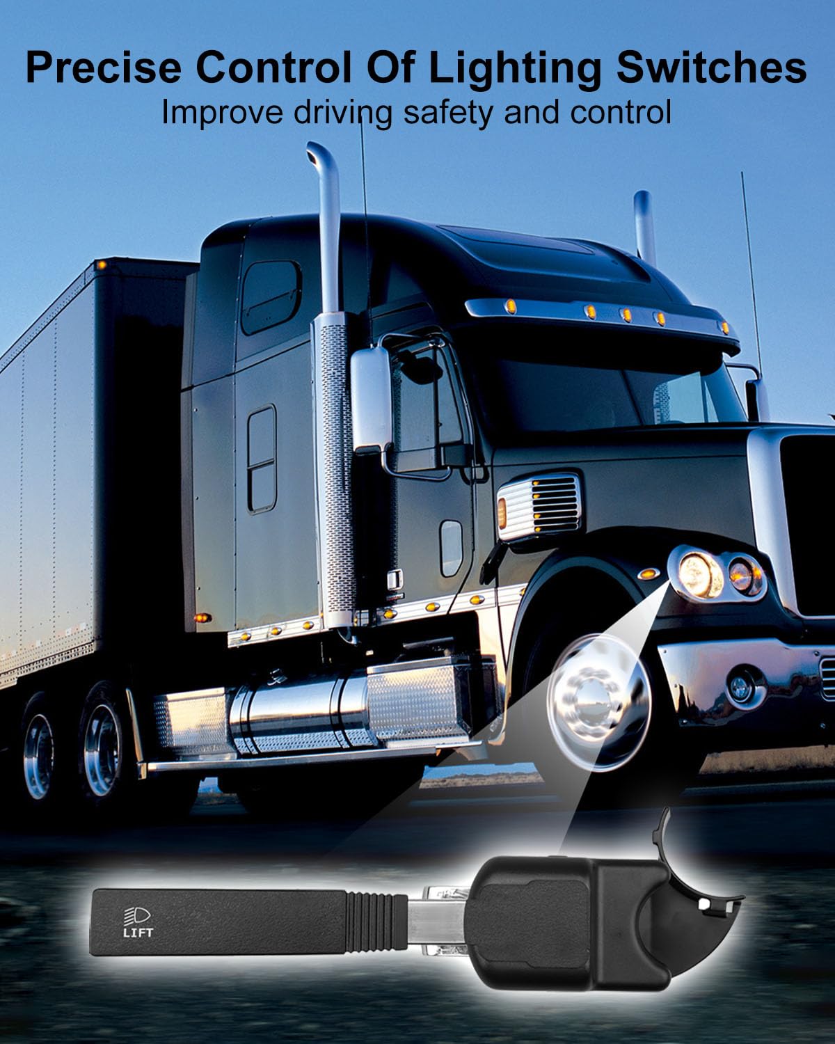 Turn Signal Switch Fit for Freightliner FLD Series Replaces 999177 1481177 01481176 TL3005 48522 4811-77, Turn Signal Headlight Dimmer Switch