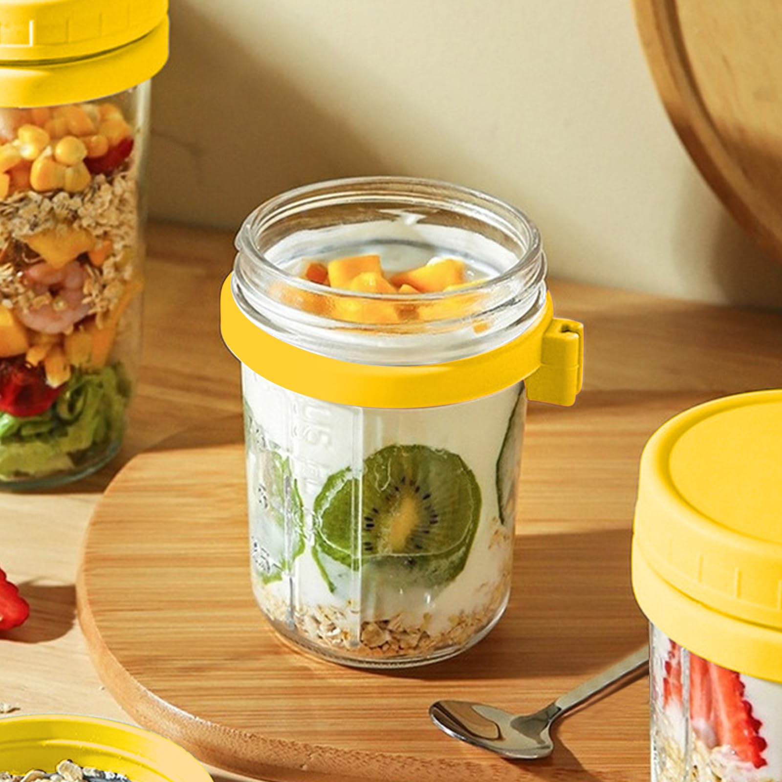 Słoiki mason 470 ml z pokrywkami, pojemniki na płatki owsiane, pudding, jogurt, pojemniki na sos sałatkowy, pojemniki na przygotowanie posiłków zbożowych, prezenty DIY, ślub, przyjęcie (12