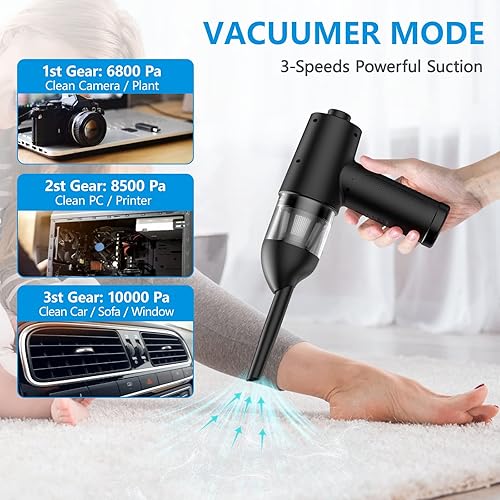 Miniatura 4 de Plumero de aire comprimido limpiador de teclado plumero de aire reutilizable sin enlatado soplador y aspiradora 2 en 1 plumeros de aire eléctricos