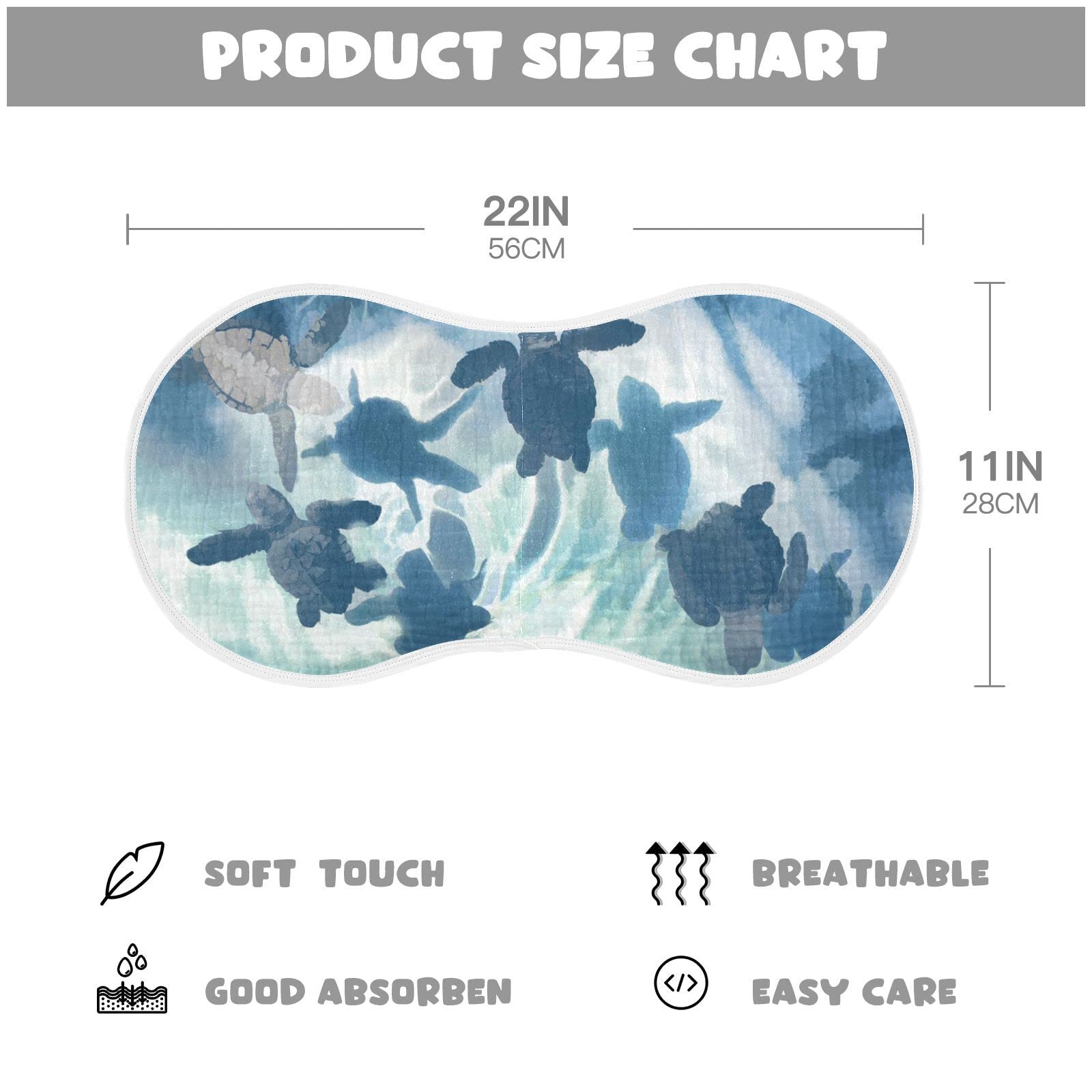 YYZZH Sea Turtle Olive Ridley Turtles Muslin Burp Cloths for Baby 2 Pack 100% Cotton Baby Washcloths Bibs for Boy Girl