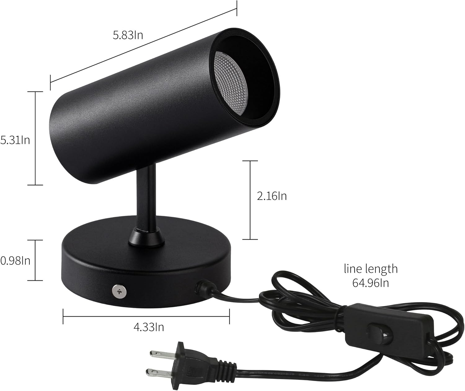 Aisilan LED Spotlight Uplighting Indoor, Plug in Wall Scones Accent Ceiling Spot Light Up Light Fixture for Plant Art Picture Gallery Paintings, CRI 97, 3000K, 12W, Black, 1 Pack