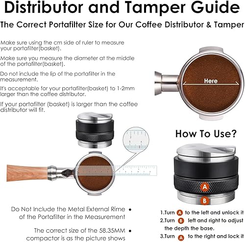 Miniatura 2 de Distribuidor y manipulador de café de 2.283 in, nivelador de café de doble cabezal para portafiltro, profundidad ajustable aumentada, manipuladores