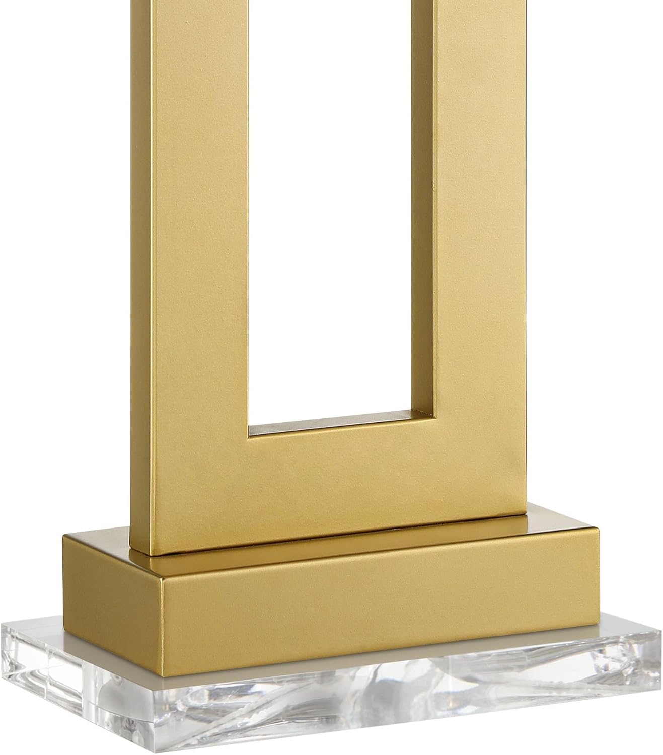 360 Lighting Marshall Modern Table Lamp with Clear Acrylic Riser 30" Tall Luxe Gold Metal Oatmeal Fabric Rectangular Box Shade for Bedroom Living Bedside Nightstand Home Office Kids Room