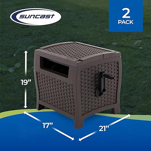 Miniatura 3 de Suncast Paquete de 2 mangueras de resina estilo mimbre de 175 pies con guía de manguera, Java, marrón moca