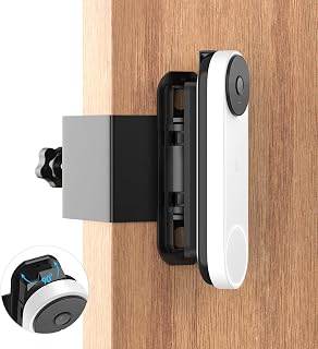 AgoKud Anti-Theft Video Doorbell Door Mount No Drill, Compatible With Google Nest Doorbell (battery), Adjustable (45° Left and Right) Doorbell Angle Mount, Doorbell Mount for Apartment Home Renters