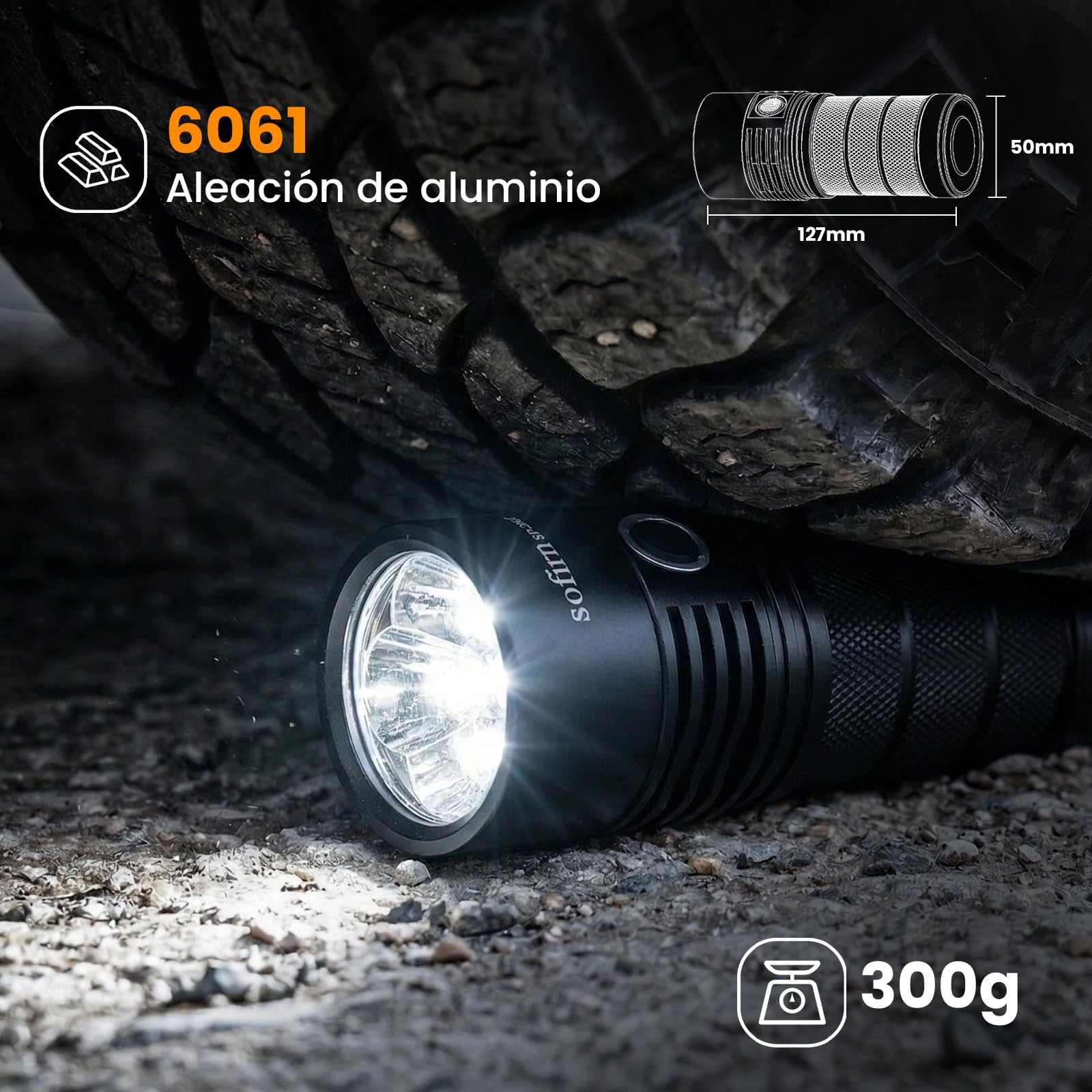 Linternas Led Alta Potencia Sofirn 8000LM, Anduril2 Con Modos Ricos, Linterna Led Recargable Con USB-C, Impermeable IPX8, 4 LED, Adecuada Para Camping, Pesca Y Emergencias