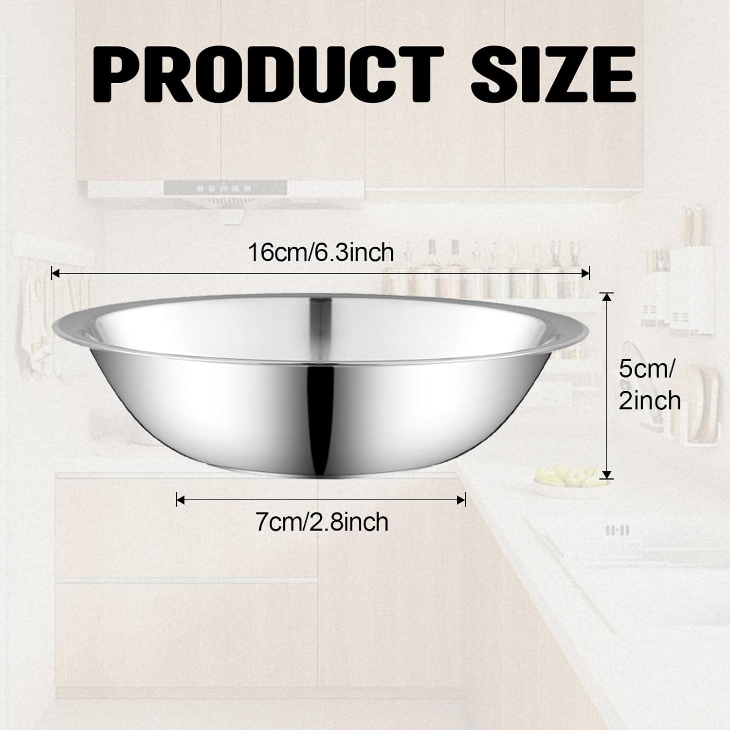 15 Pcs Stainless Steel Bowls Kitchen Metal Bowl with Flat 6.3 Inch Base Prep Bowls, Mixing Bowls Mirror Polish Metal Bowl Set for Meal Prep, Serving, Baking - Image 2