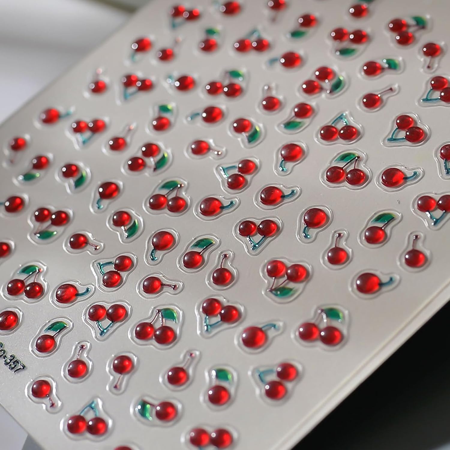 Red Crystal Cherry Nail Art Stickers Decals Cute 5D Self-Adhesive Rhinestone Fruit Nail Design Stickers Summer Cherry Nail Decals for Women Girls DIY Manicure Red Nail Decoration Supplies