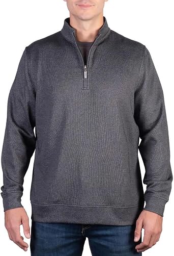 Kirkland Signature Mens Quarter Zip Long Sleeves Sweatshirt Black, XL, X-Large