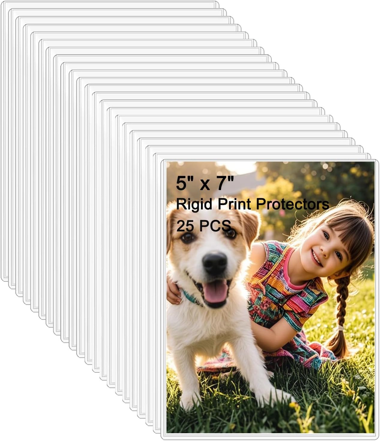 25PCS 5" x 7" Clear Rigid Card Sleeves – Waterproof Hard Plastic Protectors for Postcards, Prints, Photos, Trading & Sports Cards – Top Load Jumbo Sheet Holders