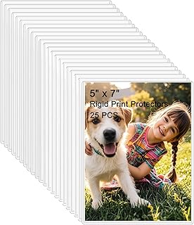 25PCS 5" x 7" Clear Rigid Card Sleeves – Waterproof Hard Plastic Protectors for Postcards, Prints, Photos, Trading & Sports Cards – Top Load Jumbo Sheet Holders