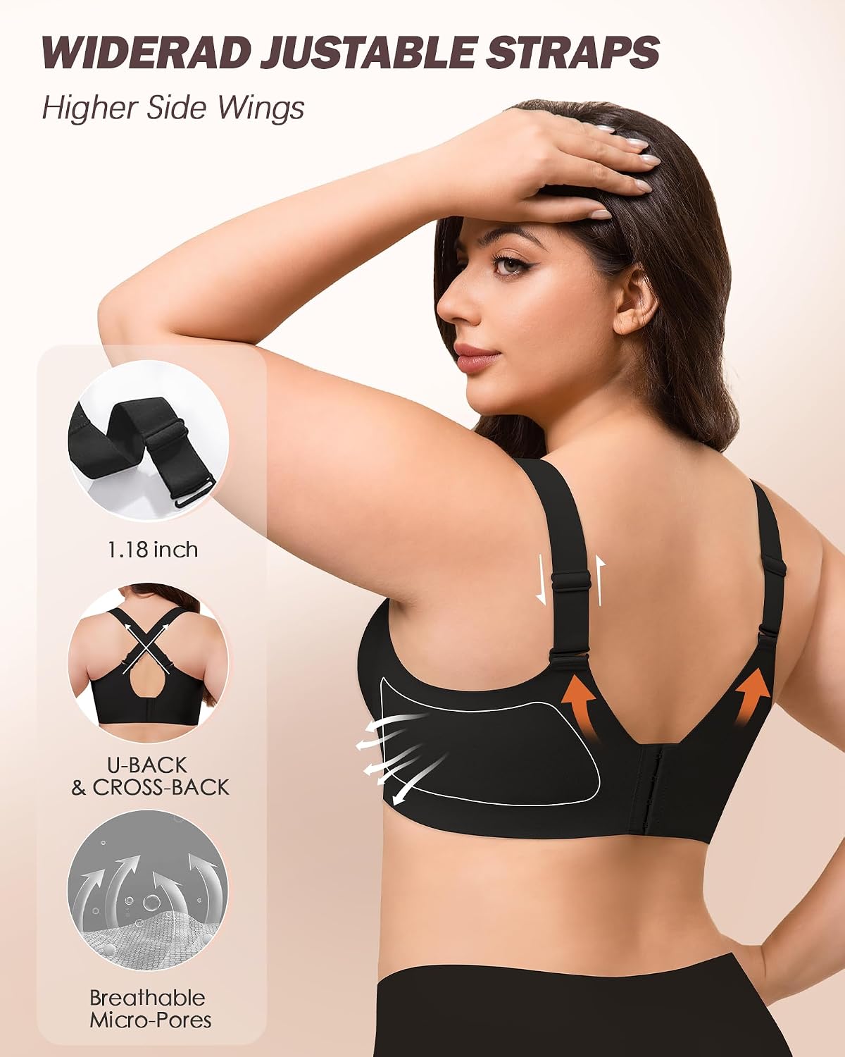 As Fairy Plus Size Wireless Bra for Women Full Coverage Seamless No Underwire Cooling Airhole Bra with Support and Lift