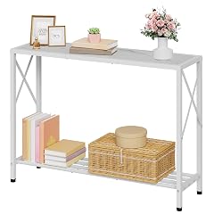 Tajsoon Console Table 41 8 2-Tier Entryway Table Narrow Sofa Table with Shelves Entrance Table with Stable X-Frame