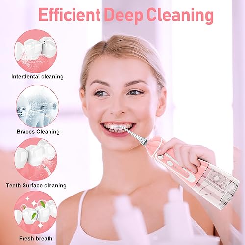 Miniatura 2 de Grinest - Escobilla dental de agua para dientes, limpiador dental inalámbrico con 7 modos, irrigador oral recargable, portátil, IPX7, impermeable,