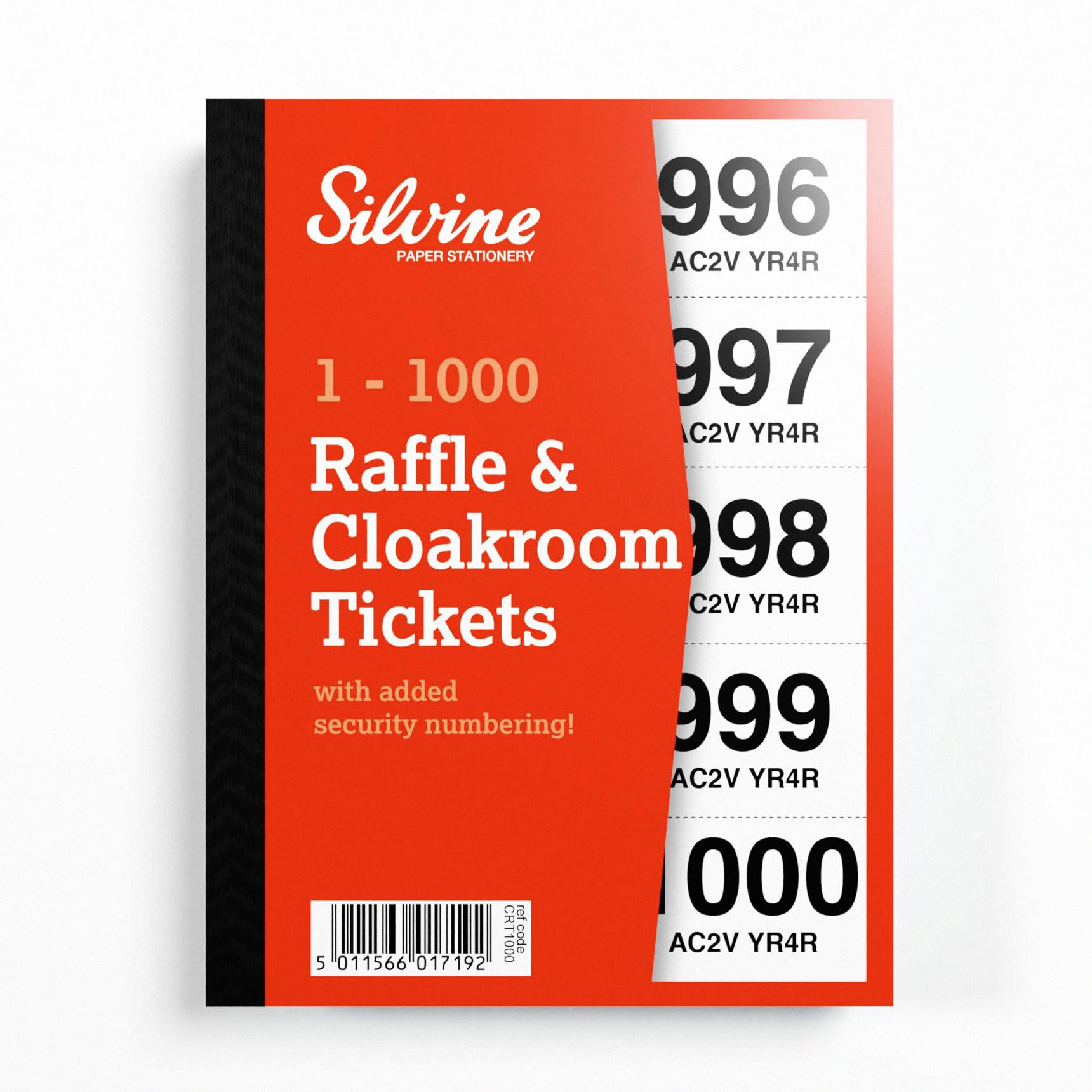 Silvine Bilety do szatni/loterii, numerowane 1-1000 z numerem bezpieczeństwa. Nr ref. CRT1000 [opakowanie 6]