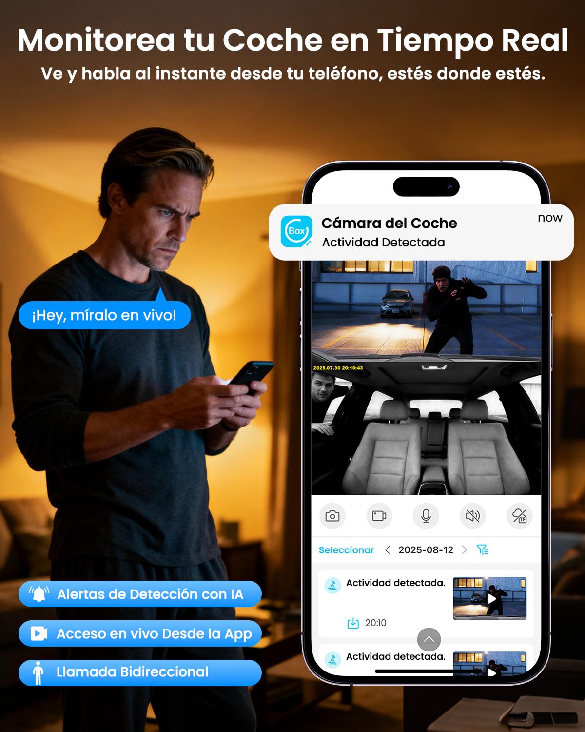 4G LTE Dashcam con SIM, Camara Vigilancia Coche Antivandalismo con GPS, Modo Parking 24/7, Alertas Movimiento, Acceso Remoto & Audio Bidireccional, Seguridad Antirrobo para Flotas y Familia, SD/Cloud