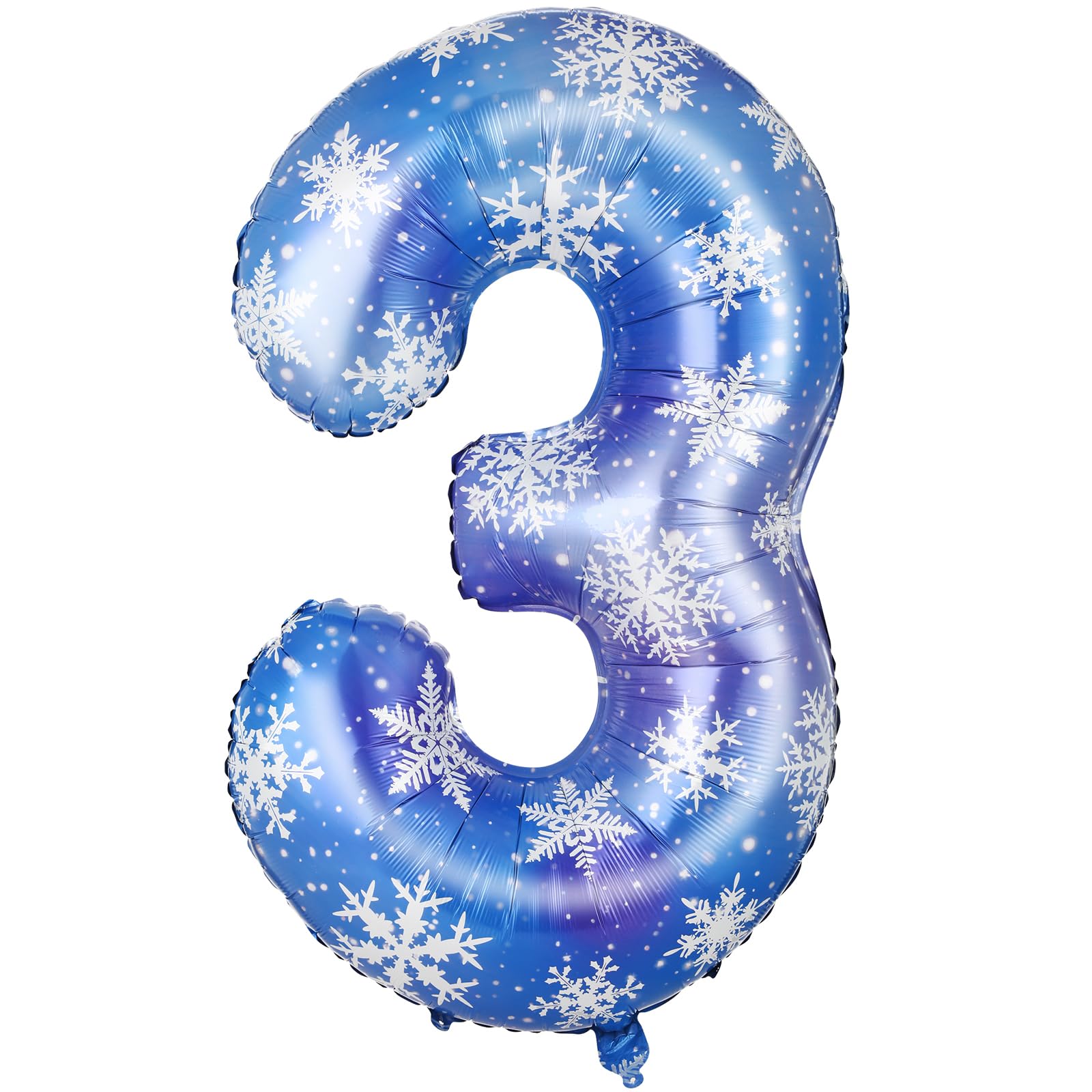 40 Inch Blue Snowflake Balloon Number Birthday Balloons Decorations for Girls Birthday Snowflake Themed Party Supplies Winter Party Decorations(Number 3)