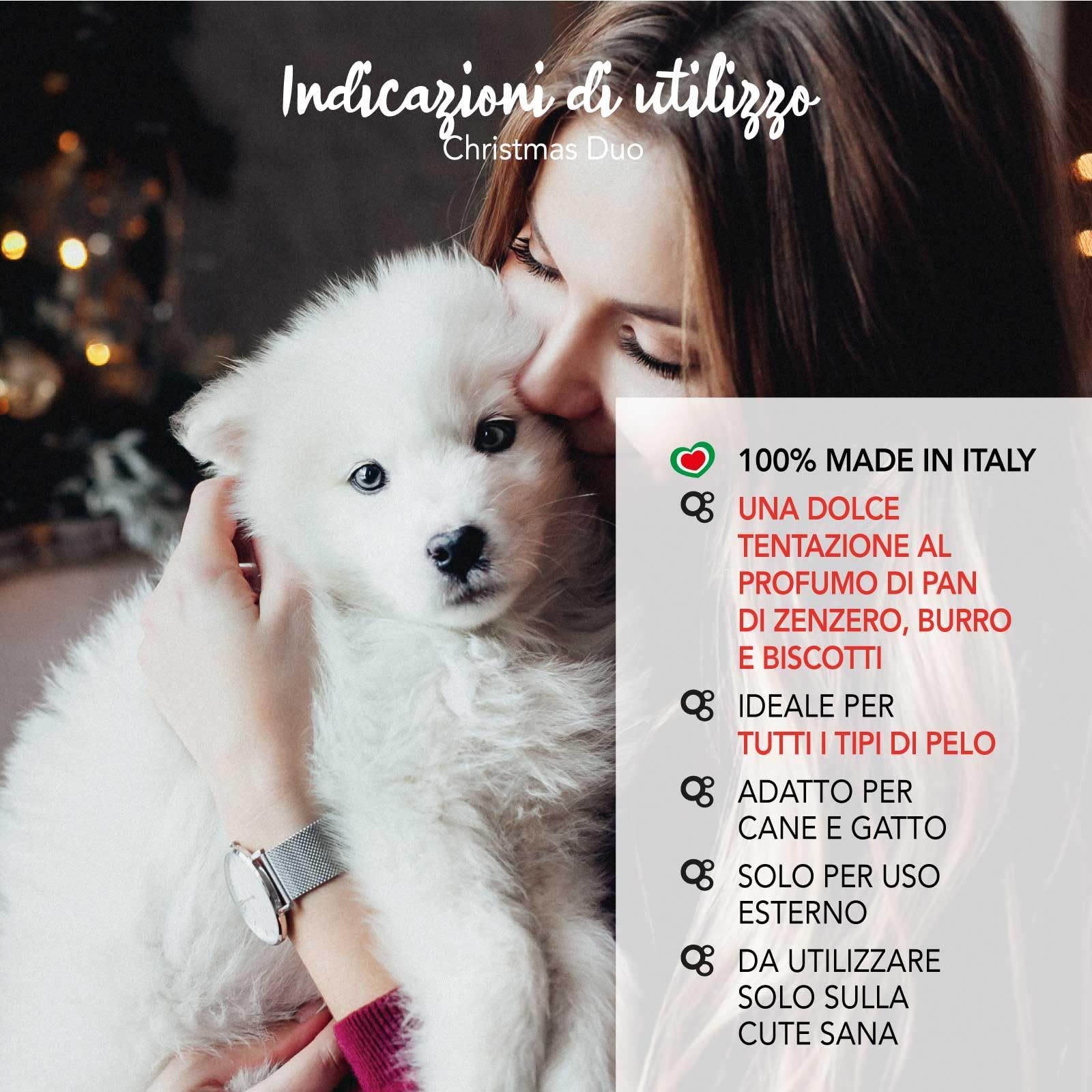 YUUP! - CHRISTMAS DUO | Shampoo e Fragranza natalizia al profumo di Pan di Zenzero, Burro e Biscotti, kit per cani e gatti