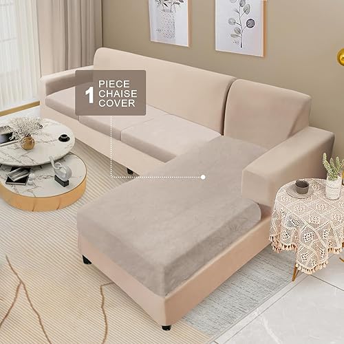 Miniatura 2 de NAISI Funda para sofá seccional, 1 pieza, funda de terciopelo separada, funda de sofá suave y elástica para sofá seccional izquierdoderecho (diván,