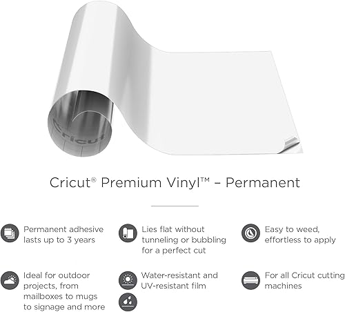 Miniatura 2 de Cricut Vinilo Permanente Premium, Opaco Esmerilado - Rollo de 4 pies (12" x 48") - Compatible con Máquinas Maker & Explore, Larga Duración,