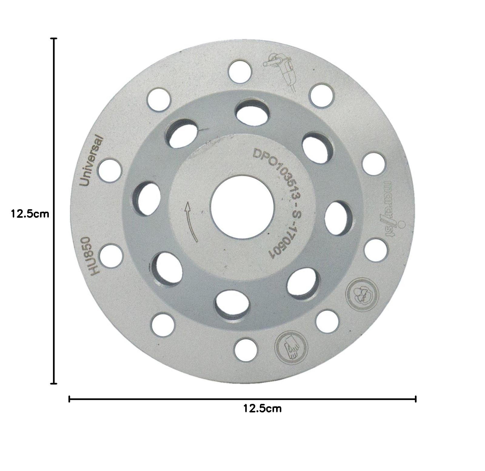 MARCRIST diamante-muela de copa HU850 125 mm x 22.2 disco de esmerilado universal