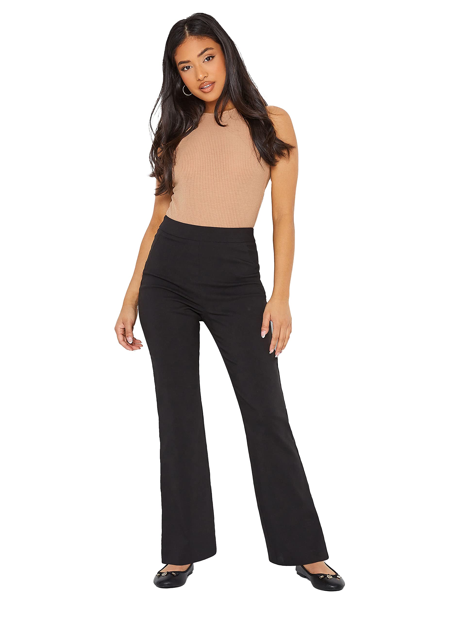 Pixiegirl Women's Black Petite Stretch Bootcut Trousers In Small