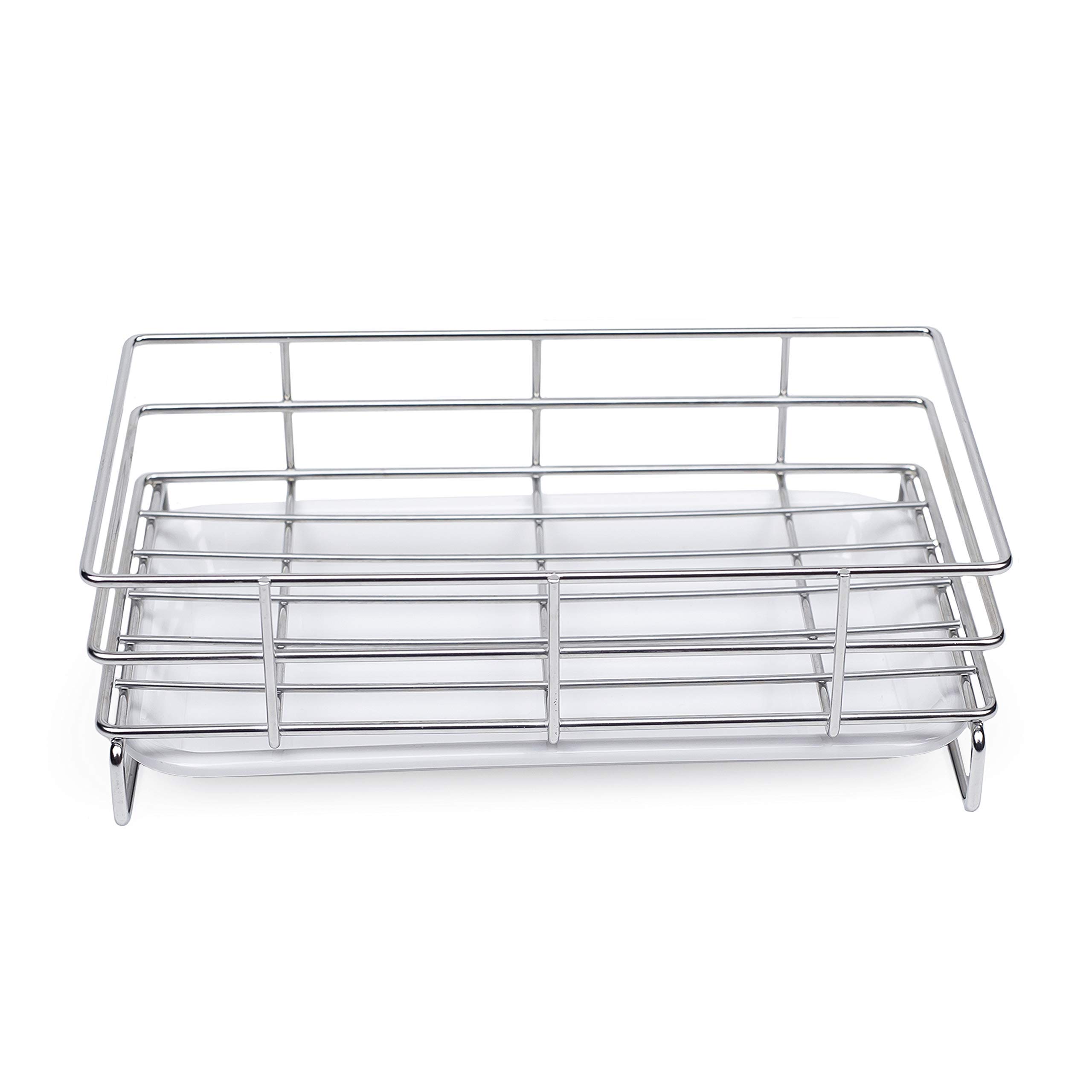 Kitchen Sink Caddy Sponge Soap Holder for Countertop Large Kitchen Soap Tray Sink Organizer