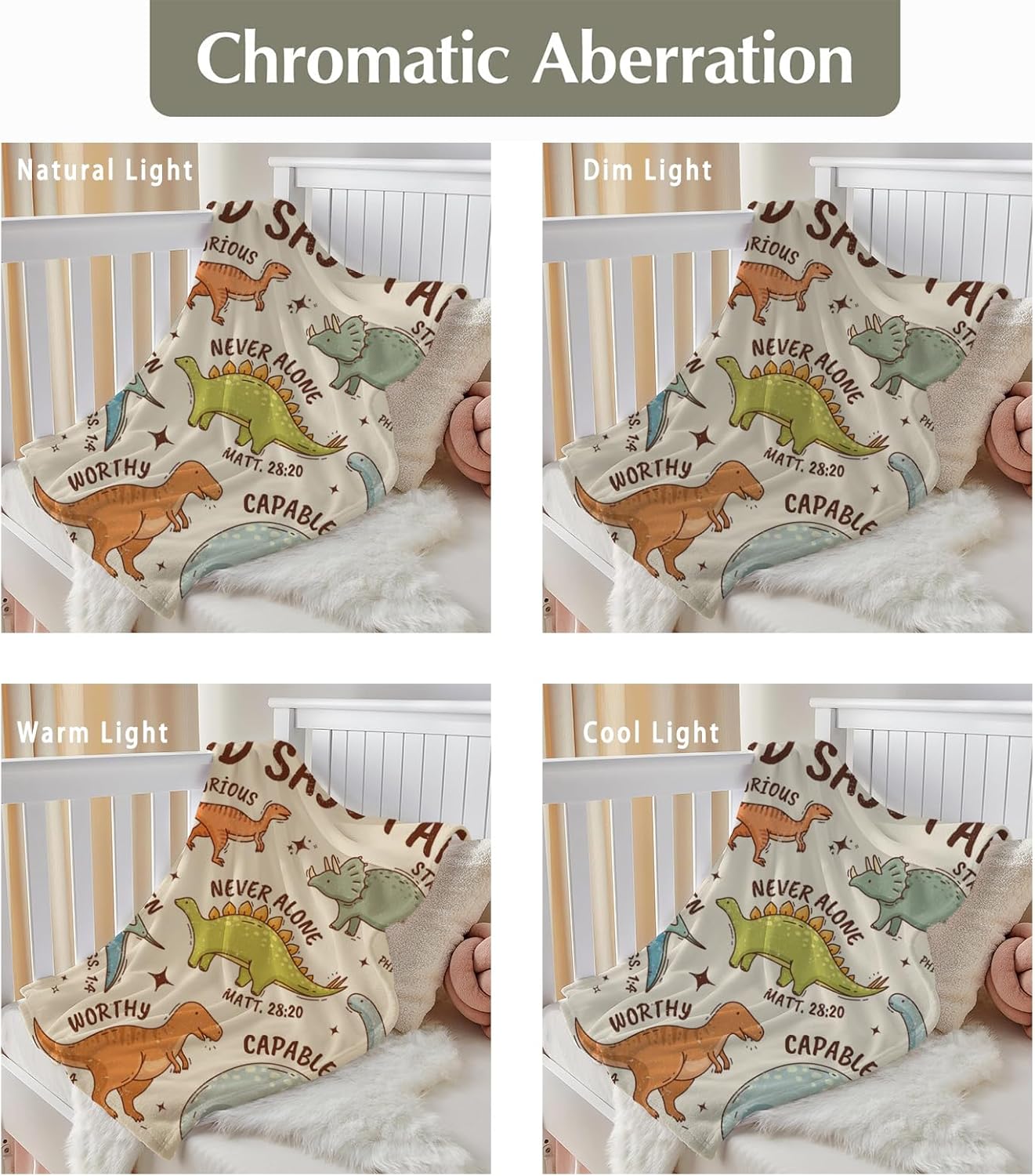 SPBL&L Christian Dinosaur Kids Blanket, God Say I Am Bible Verse Inspirational Dino Throw Blanket Gifts for Kids Boys Nursery Room Bedroom Couch Bed Decor, Dinosaur Room Decor for Boys,29.5x40Inch - Image 3