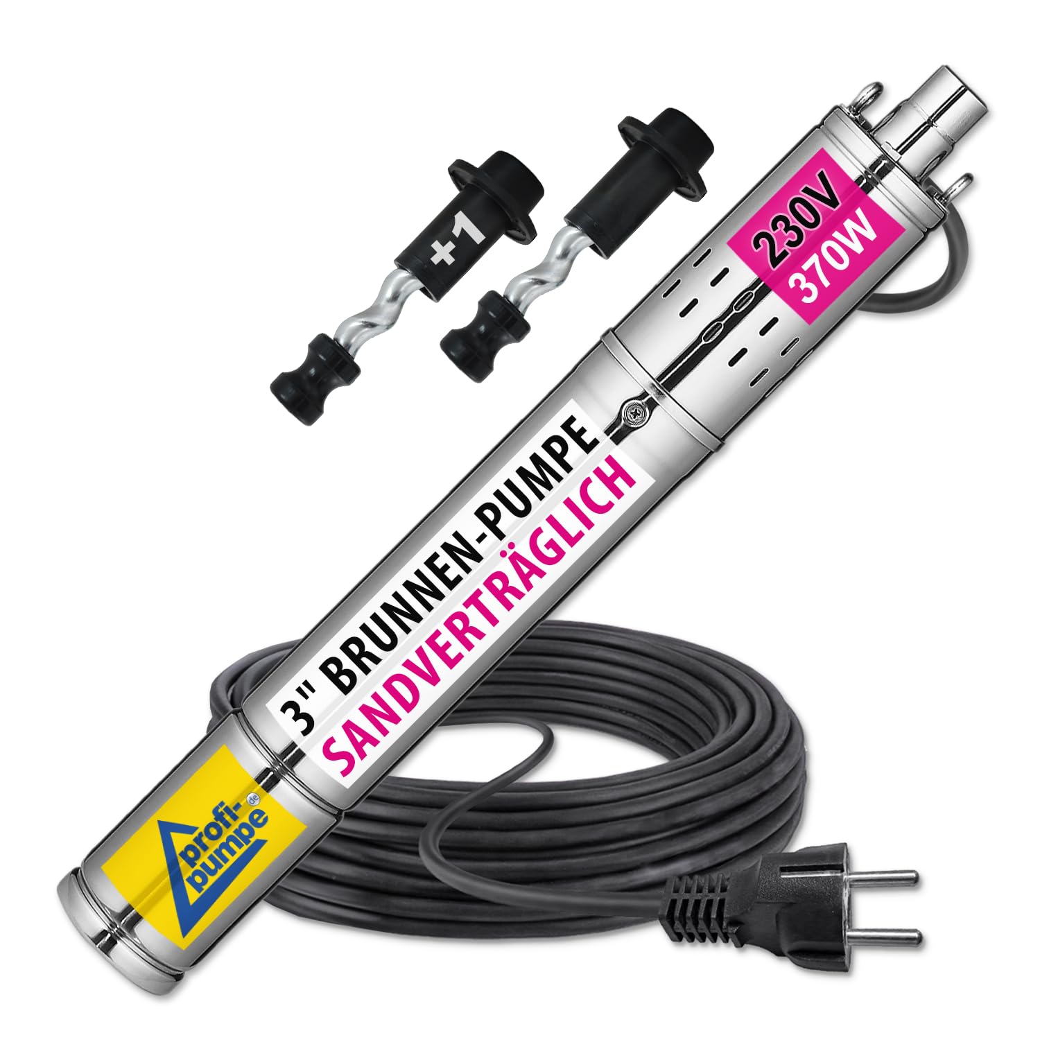 Bomba de pozo profundo compatible con arena 3" 230 V - Bomba de agua - Bomba de jardín - Bomba de agua doméstica - Bomba de perforación para pozos nuevos y que contienen arena para el transporte de