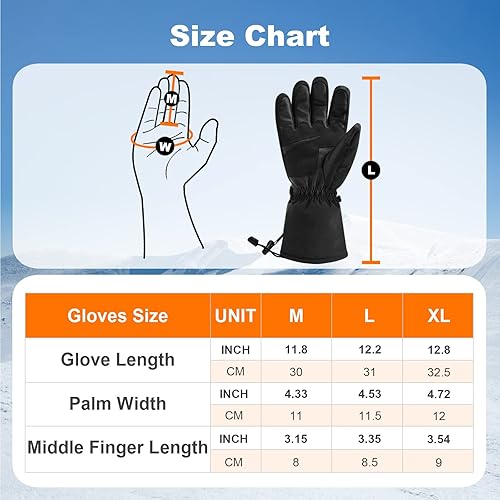 Miniatura 6 de Guantes calefactados para hombres y mujeres guantes calefactados con batería para pantalla táctil impermeables guantes de esquí de calefacción