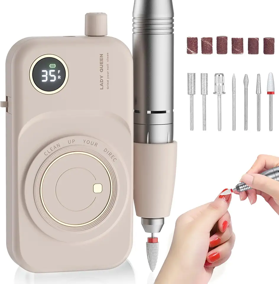 Lixa Elétrica Portátil Para Unhas: 35000 Rpm, Máquina Profissional Recarregável Para Unhas, Ideal Para Polimento E Remoção De Unhas De Acrílico E Gel, Lixa Sem Fio Com Kit De Brocas