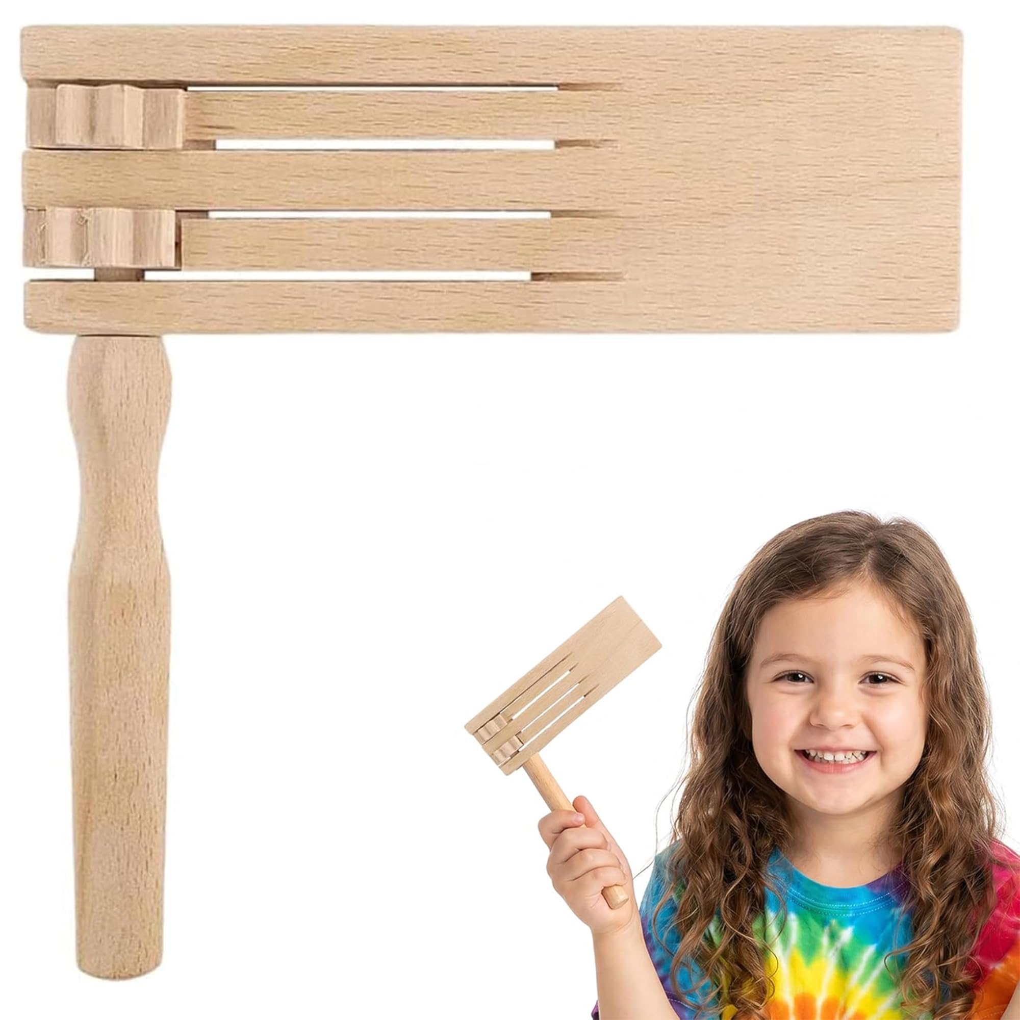 KIMHOME 1Pcs Wooden Ratchet Sound Maker, Spinning Double Ratchet Noise-Maker for Parties & Sports Events (Wood)