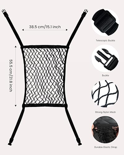 Miniatura 5 de Red para asiento de automóvil, versátil organizador de asiento elástico que se adapta a la mayoría de vehículos, sostiene de forma segura varios