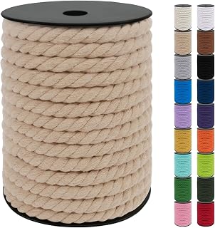 JeogYong 10mm Macrame Cord, 75 Feet Natural Macrame Rope Yarn, 3 Strand Twisted Cotton String for DIY Crafts Wall Hanging Plant Hangers Gift Wrapping Decorations (Light Coffee)
