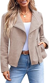Womens Faux Leather Jackets Suede Fall Fashion 2025 Outfits Winter Clothes Open Front Cropped Coat Outwear - Buy now