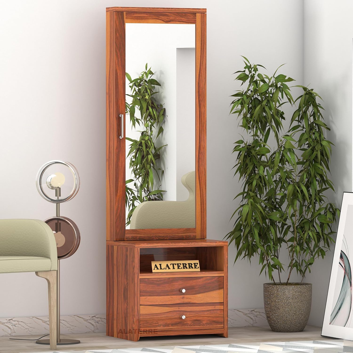 SOULMATE GALLARY Solid Sheesham Wood Dressing Table with Mirror and Storage || Wooden Dressing Table with 2 Drawer || Makeup Table Vanity || Dressing Table Bedroom Furniture || Honey Finish-picture-20