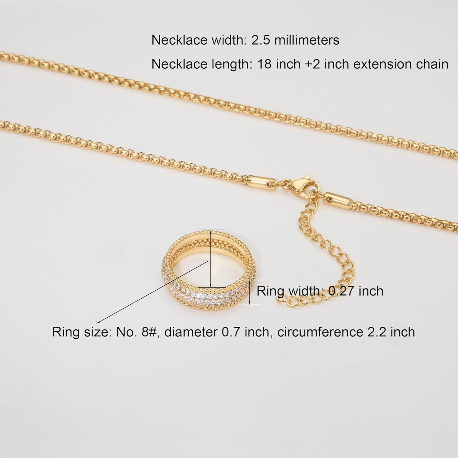 OCHCOH Cocktail Ring for Men Pendant Necklace – Gold Plated Iced Out Cubic Zirconia Ring with Adjustable Chain, Bold Jewelry Gift for Him - Image 5