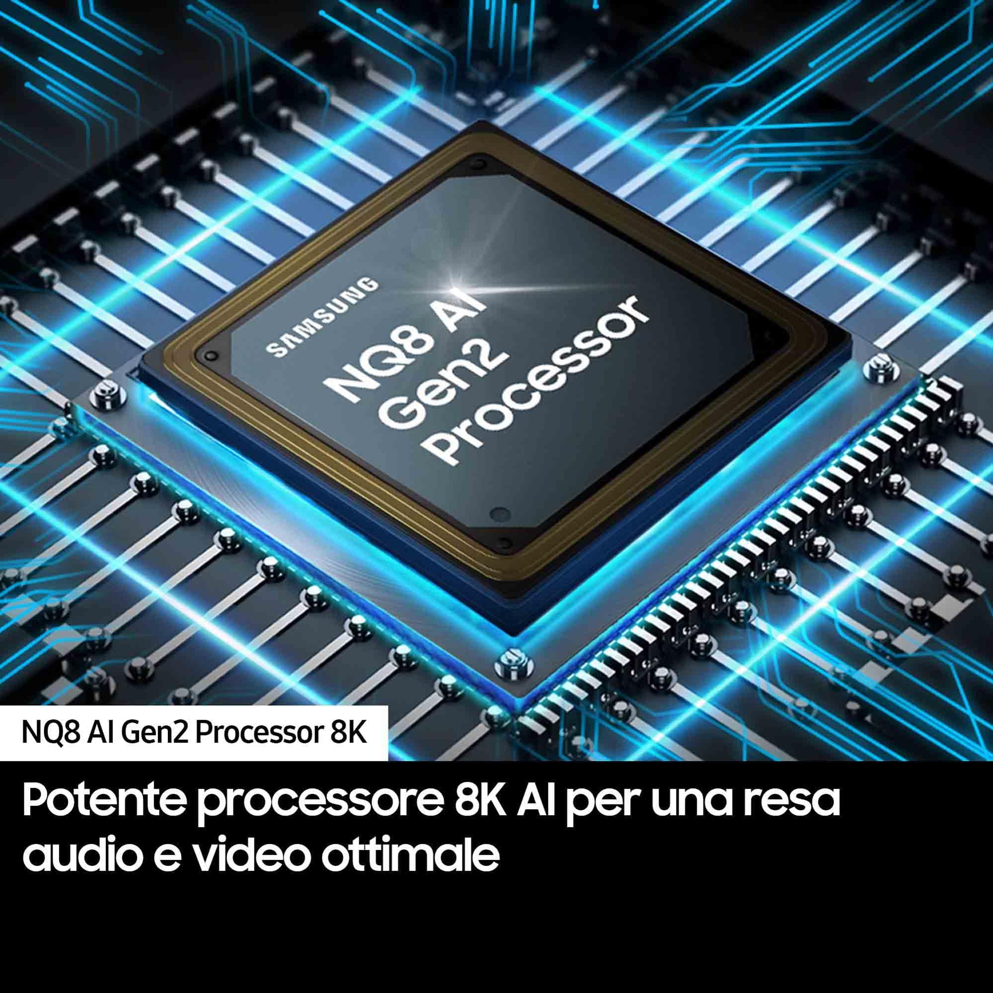 Samsung TV QE85QN800DTXZT Neo QLED 8K Mini LED, Smart TV 85" Processore NQ8 AI Gen2, Infinity One, DVBT-2, Q-Symphony & Dolby Atmos, Integrato con Alexa, Graphite Black 2024