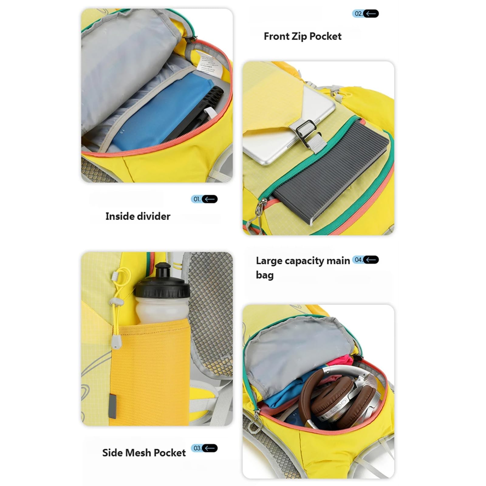 Pratico zaino da trekking per pendolarismo con struttura in nylon adatto per uomini e donne con spallacci traspiranti