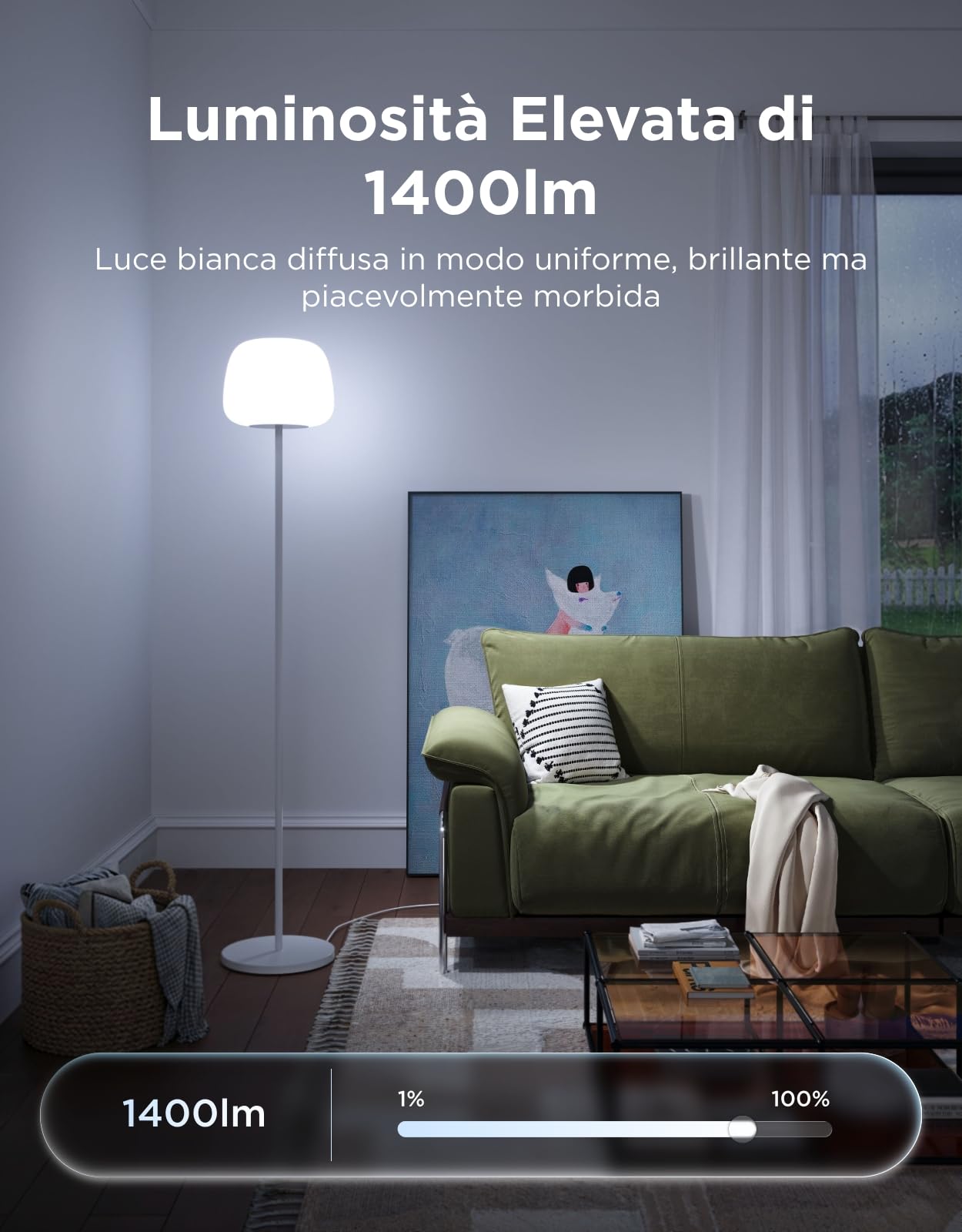Govee Lantern Lámpara de Pie LED, RGBICWW Lámpara con Iluminación Halo | 100 Escenas, Regulable 1000K-10000K y 1400lm, Matter y Alexa Compatible, 160cm Luce para Salón y Dormitorio, Blanca