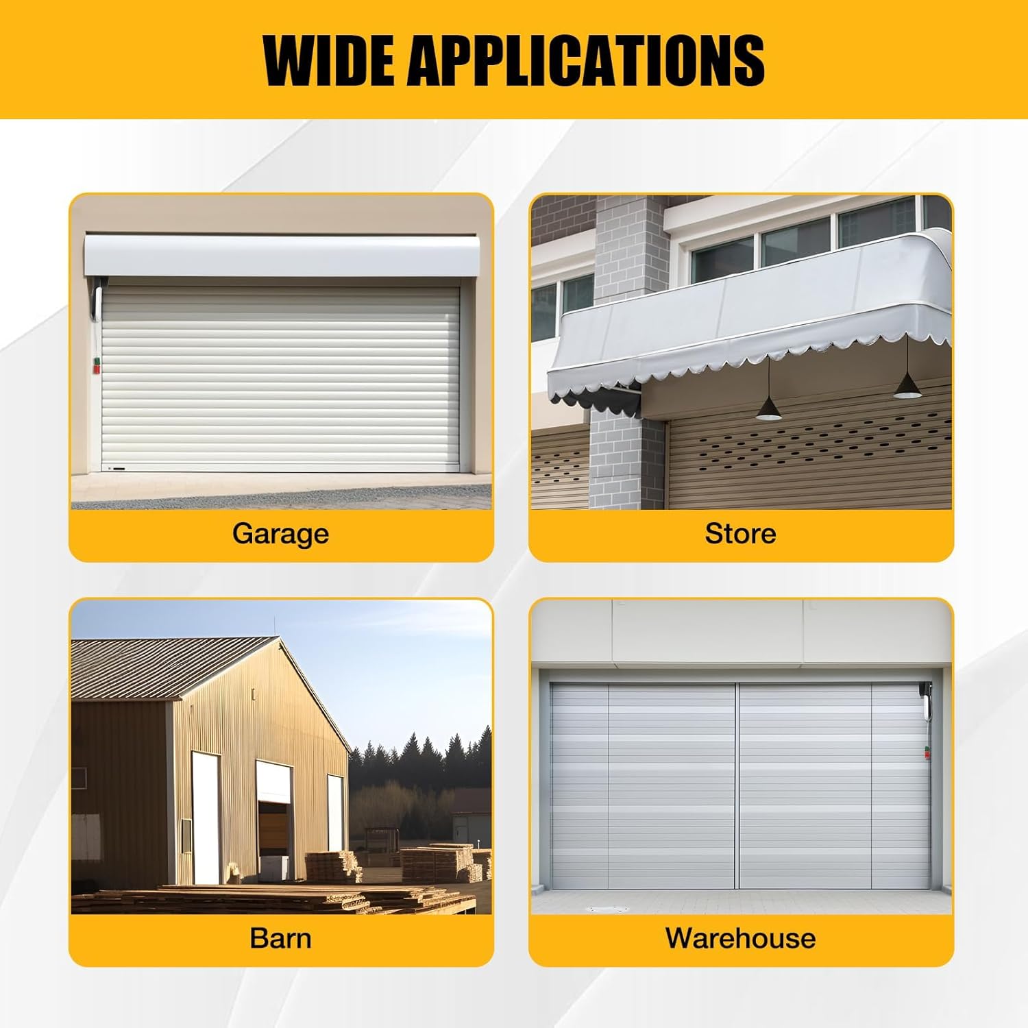 Electric Rolling Door Opener, Automatic Wall Mount Garage Door Motor w/ 2 RemotesLED Light, 3 Control Methods, Low Noise, 800N Side Mount Opener for Roll Up Garage  Warehouse Doors