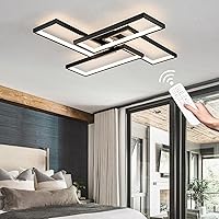 Vista 12 de Lámparas de techo LED modernas para dormitorio, regulables, 6 anillos, lámparas de techo cuadradas modernas para sala de estar con control remoto