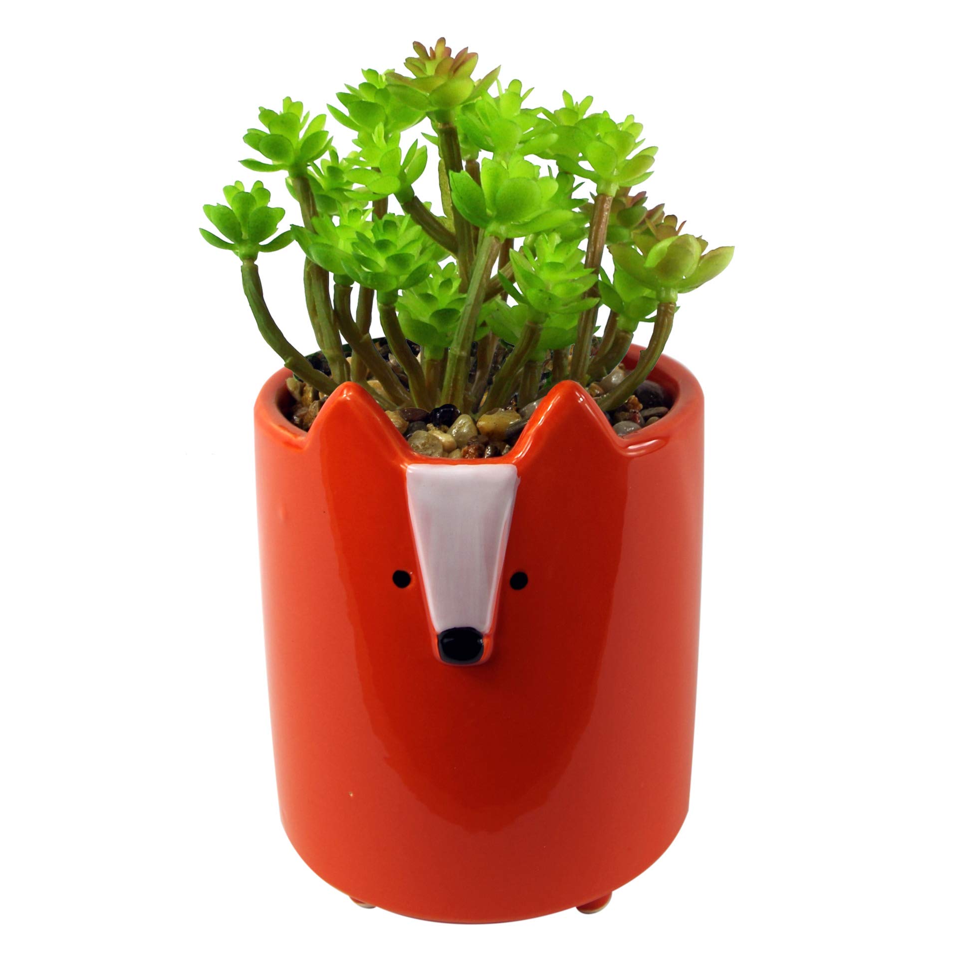 Leaf Ceramic Animal Planters, Orange Fox Succulent, 18cm