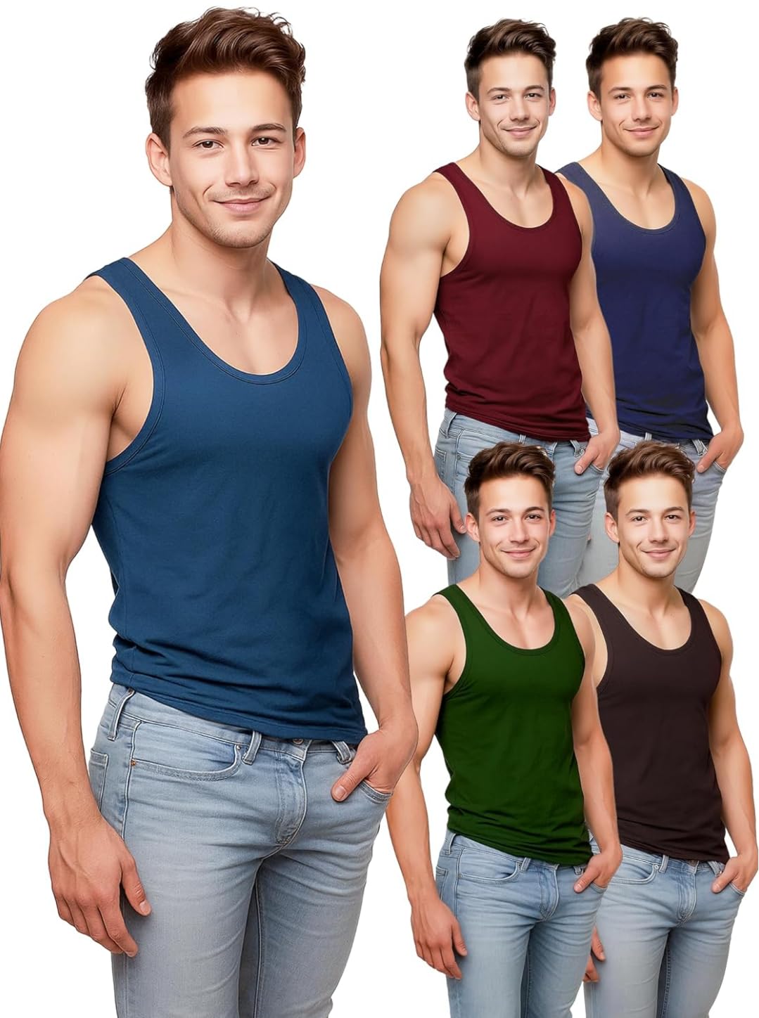 Gypsy Color Vest for Men, Cotton Vest, Pack of 5-picture-54