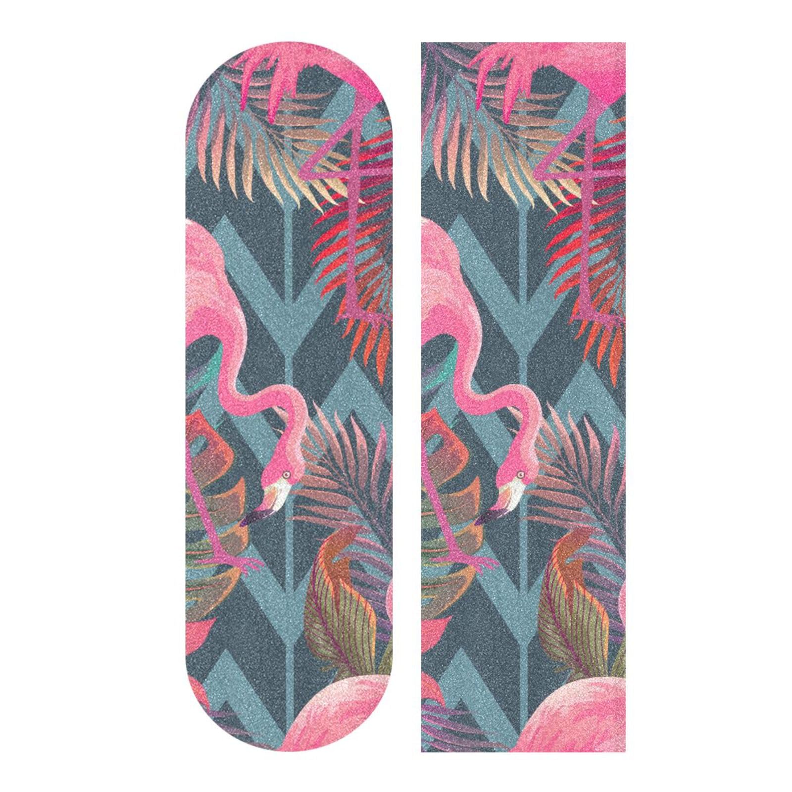 ALAZA Flamingo Pink Bird Tropical Plant Palm Leaves Skateboard Grip Tape Sheets 44