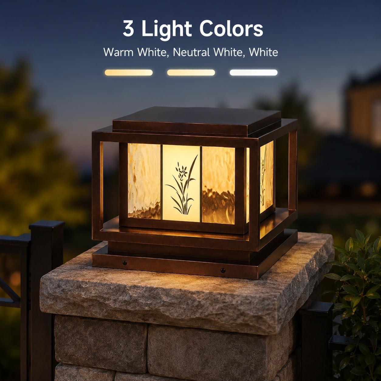 Hardwired Pier Mount Light, Brown Decorative Glass Outdoor Fixture