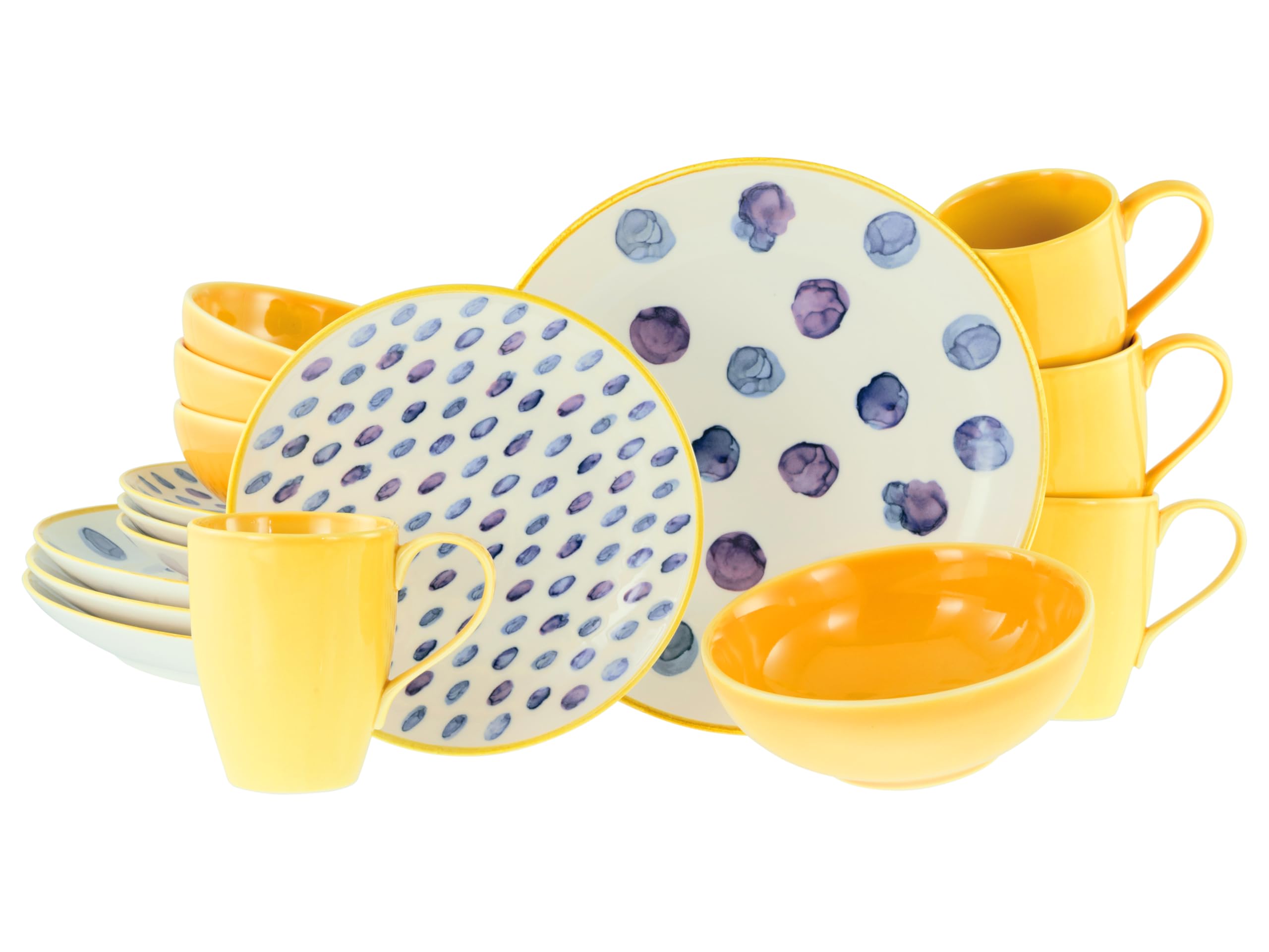 CreaTable, 24176, seria Maisie, 16-częściowy zestaw naczyń dla 4 osób, serwis kombi z kamionki, nadaje się do mycia w zmywarce i używania w kuchence mikrofalowej, wysokiej jakości produkcja
